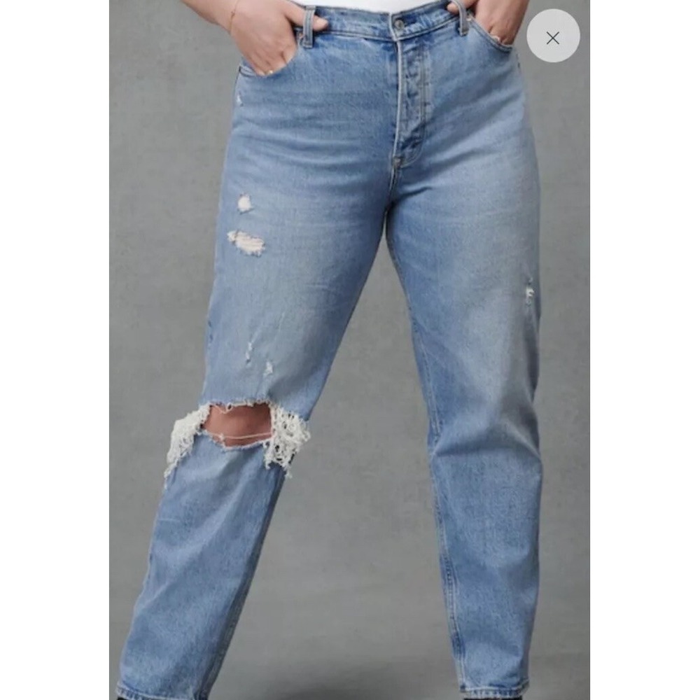 NWT Abercrombie & Fitch Womens The Dad‎ High Rise Jean Size 37 Short Plus Size